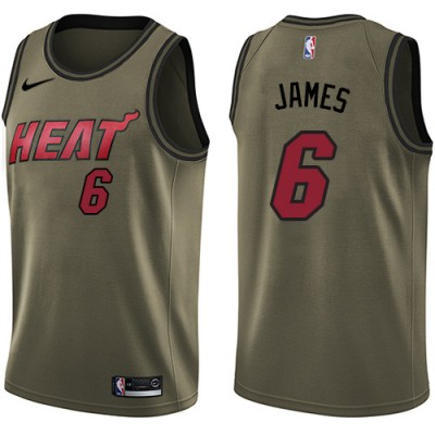 Nike Miami Heat #6 LeBron James Green Salute to Service Youth NBA Swingman Jersey